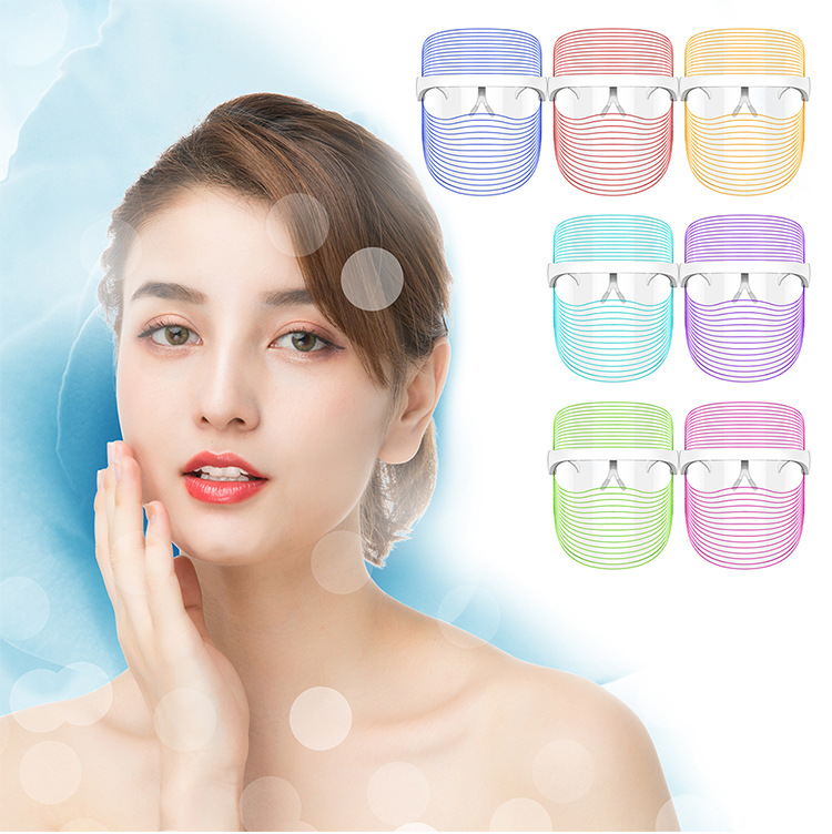 Model with Glowing Skin and LED Light Therapy Chart – 7 Color Modes Explained