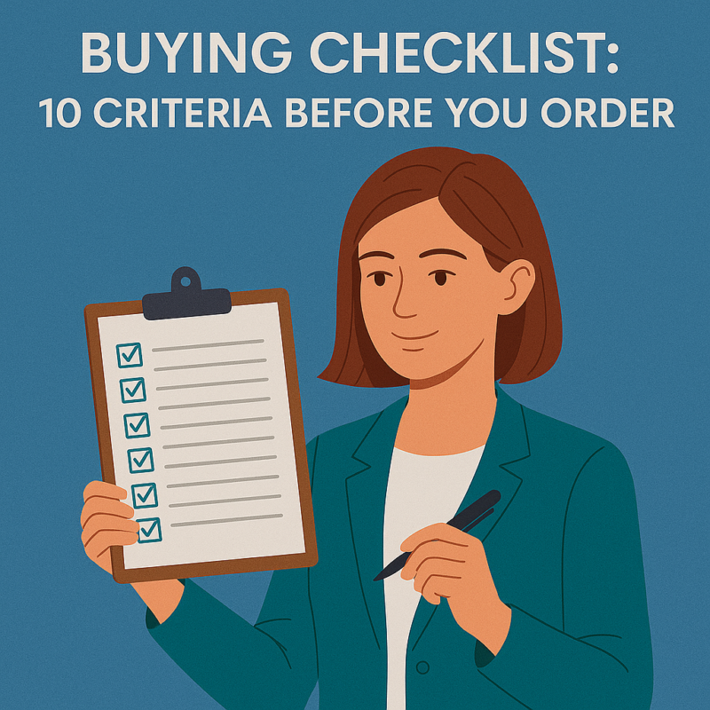 Illustration of a woman reviewing a checklist on a clipboard.