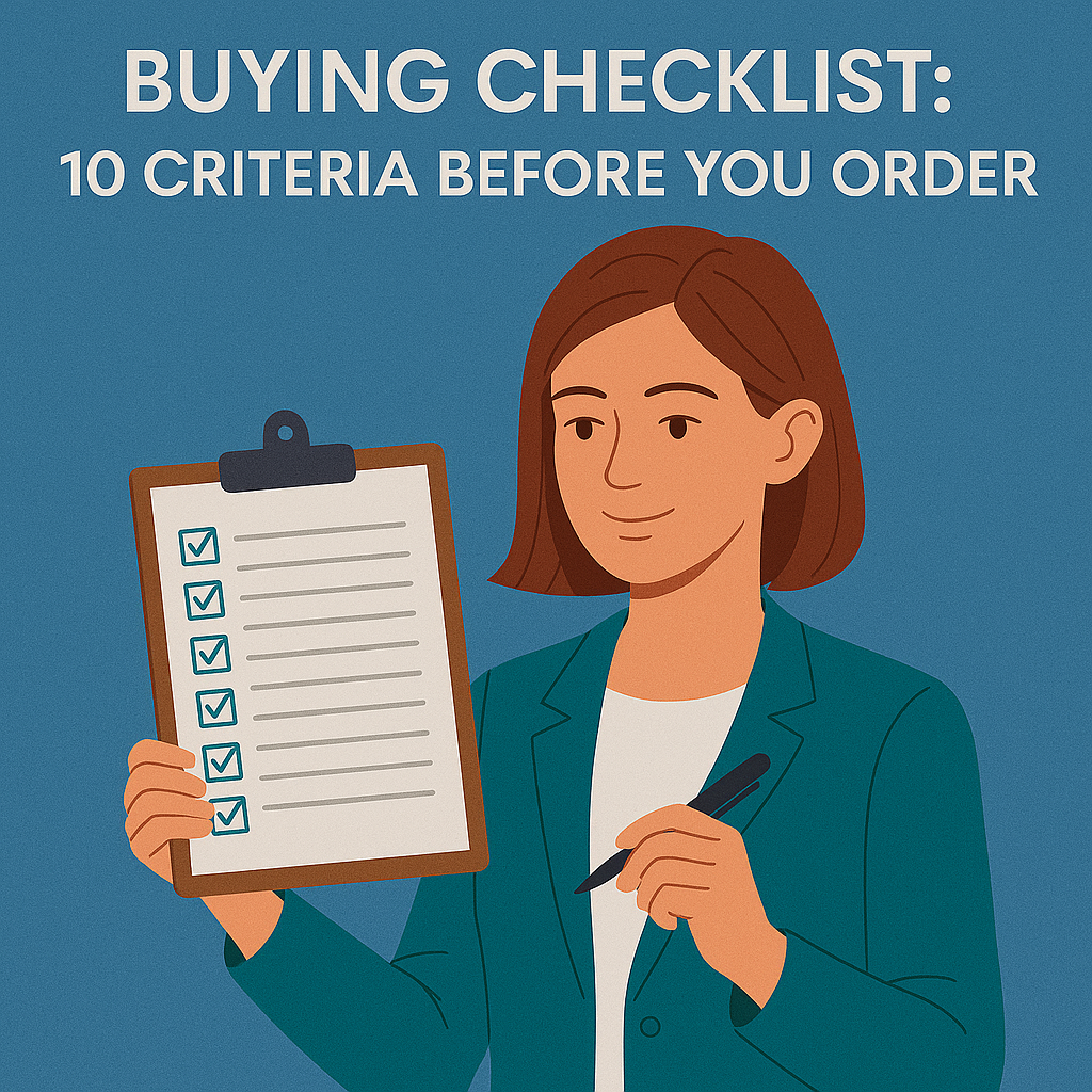 Illustration of a woman reviewing a checklist on a clipboard.
