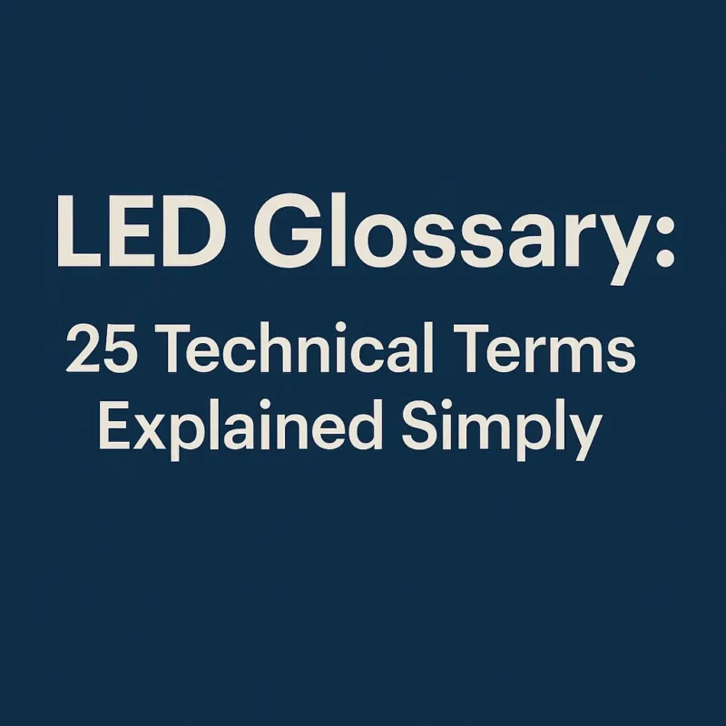 LED glossary cover image with bold white text on a dark blue background.