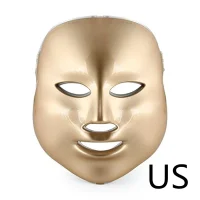 Golden LED Mask – US Version LED Mask Gold for US Plug – 7 Color Light Therapy