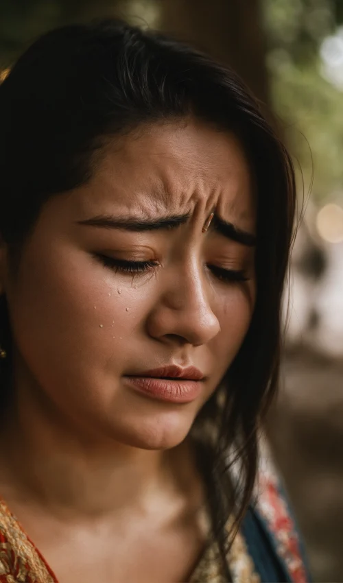 Emotional Distress – Crying Woman Portrait Sad woman crying with emotional expression and visible distress